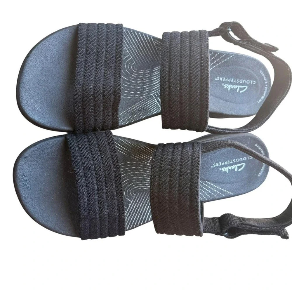 Clarks Cloudsteppers Arla Kaylie Black Wedge Sandals  9.5